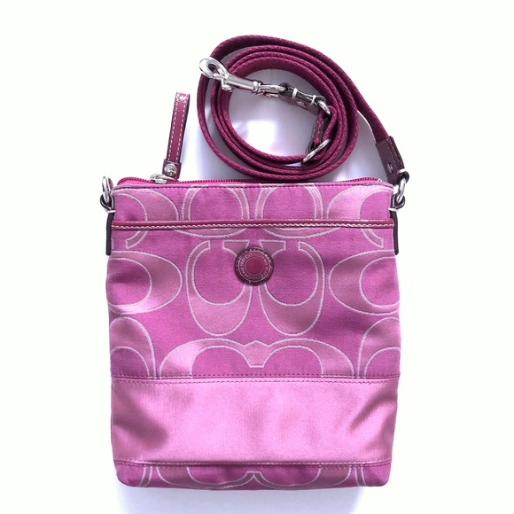 Coach Pink Canvas Crossbody Messenger Bag